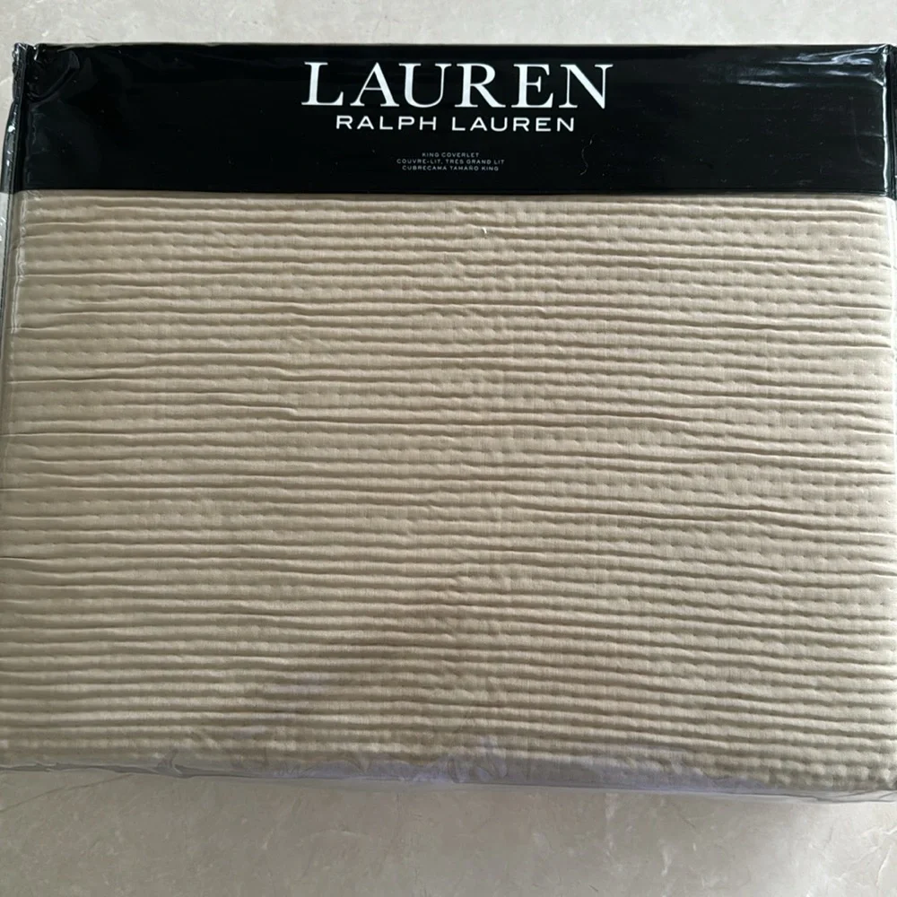 New Ralph Lauren King Tan Coverlet Blanket. $385.